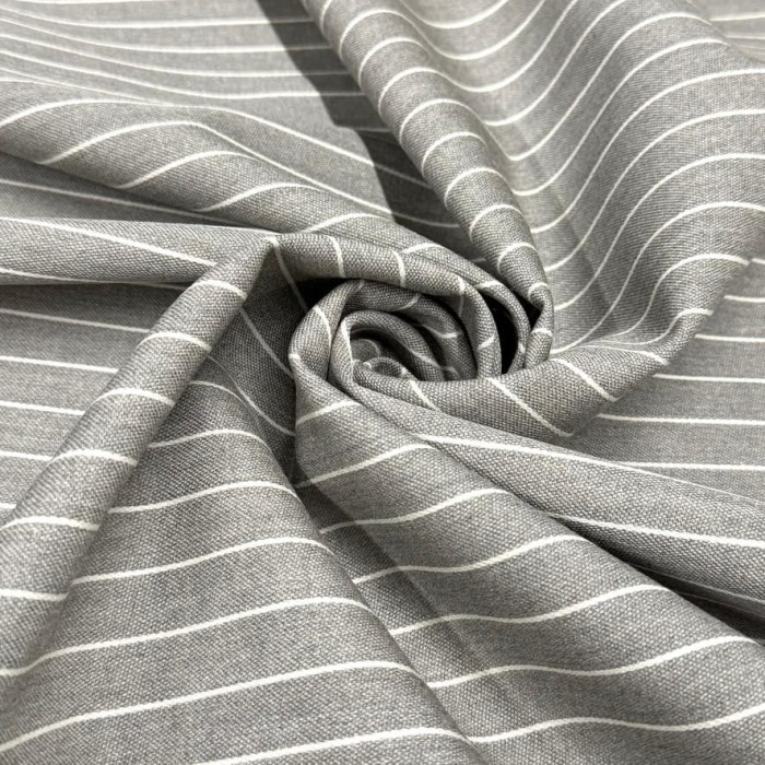Tissu laine gris à rayures blanches - Haute couture Tissu laine gris à rayures blanches - Haute couture