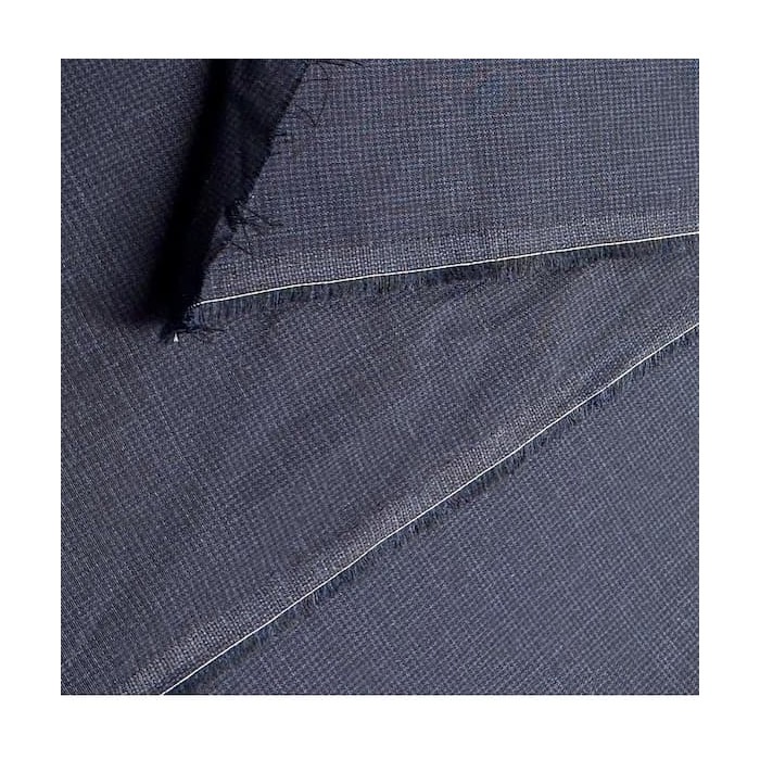 Tissu Laine polyester Lycra petit carreau bleu foncé Tissu Laine polyester Lycra petit carreau bleu foncé