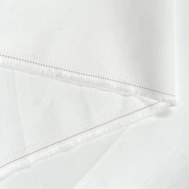 Tissu coton chambray blanc uni - Haute Couture