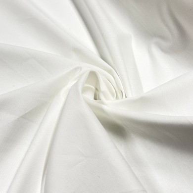 Tissu coton chambray blanc uni - Haute Couture