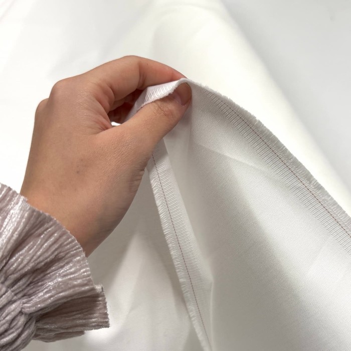 Tissu coton chambray blanc uni - Haute Couture