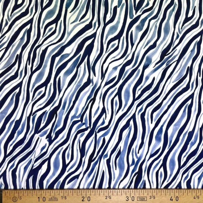 Coupon 130 X 135cm Tissu viscose zébre bleu