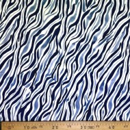 Coupon 130 X 135cm Tissu viscose zébre bleu