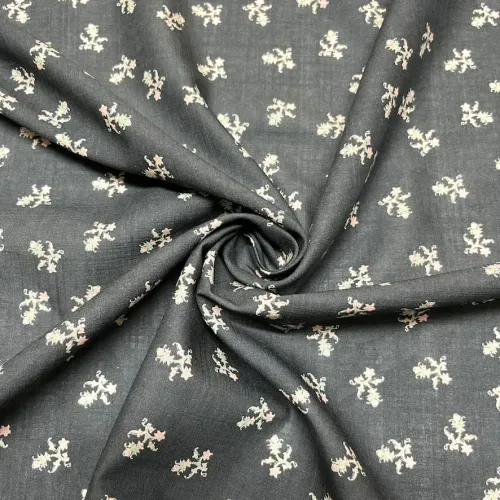 Tissu coton fleurs coloré fond noir