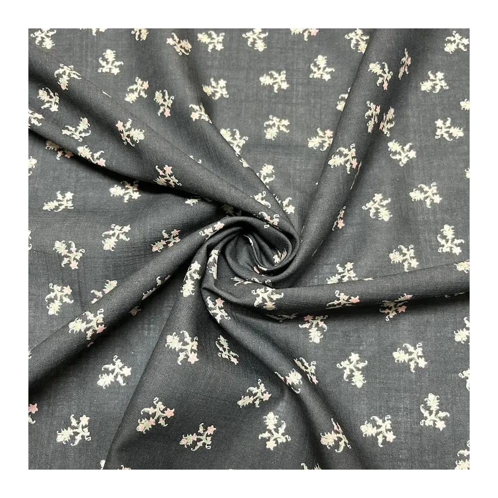 Tissu coton fleurs coloré fond noir