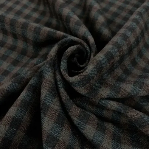 Tissu lainage vichy marron