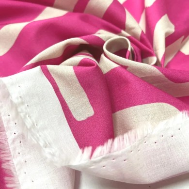 Tissu coton art déco fuchsia coupon 250x140cm Tissu coton art déco fuchsia coupon 250x140cm