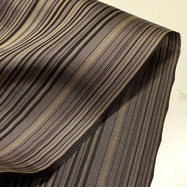 Tissu doublure viscose acétate rayée bayadère noir, taupe et gris Tissu doublure viscose acétate rayée bayadère noir, taupe et gris