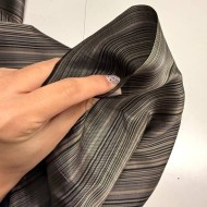 Tissu doublure viscose acétate rayée bayadère noir, taupe et gris