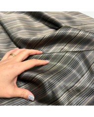 Tissu doublure viscose acétate rayée bayadère noir, taupe et gris Tissu doublure viscose acétate rayée bayadère noir, taupe et gris