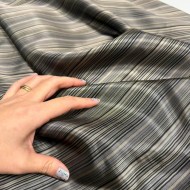 Tissu doublure viscose acétate rayée bayadère noir, taupe et gris