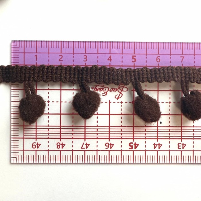 Galon pompon mini chocolat marron 20mm