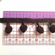 Galon pompon mini chocolat marron 20mm