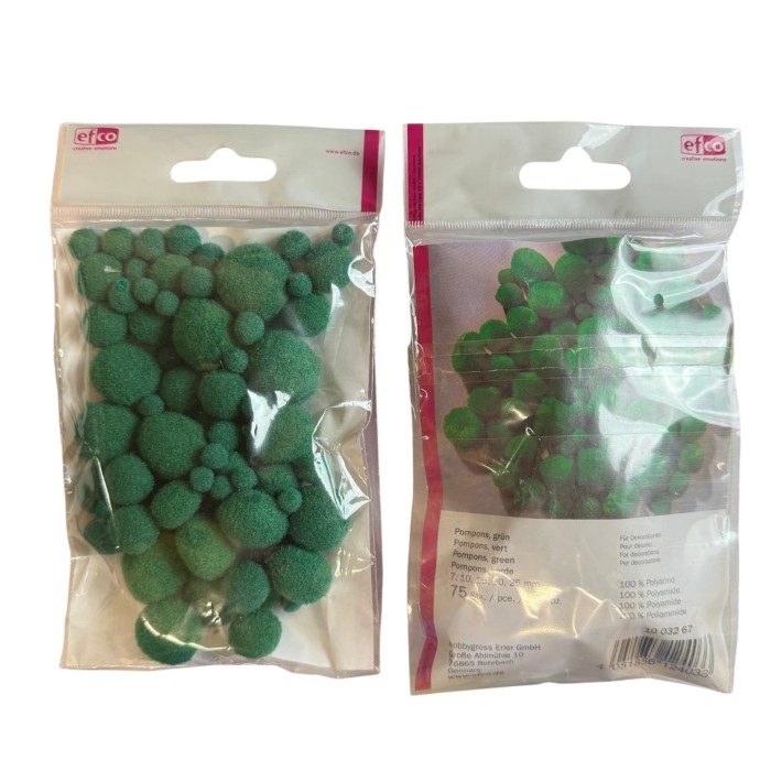 Lot de pompons polyamide vert