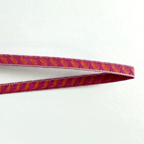 Galon rayures rose orange polyester 3mm Galon rayures rose orange polyester 3mm