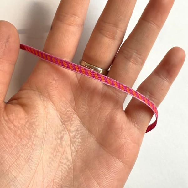 Galon rayures rose orange polyester 3mm Galon rayures rose orange polyester 3mm