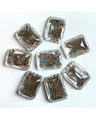 Pierre strass à coudre 2 trous transparent fond or 25mm