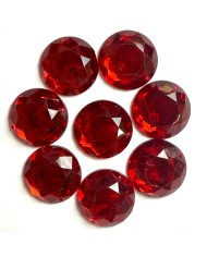 Pierre strass à coudre rond 2 trous rouge fond or 25mm