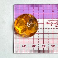 Pierre strass à coudre rond 2 trous orange fond or 25mm