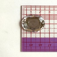 Pierre strass à coudre ovale 2 trous transparent fond argent 25mm