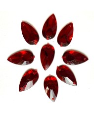 Pierre strass à coudre goutte 2 trous rouge fond or 12mm