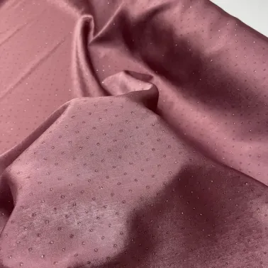 Tissu polyester petit pois dorée rose brillant