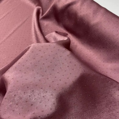Tissu polyester petit pois dorée rose brillant Tissu polyester petit pois dorée rose brillant