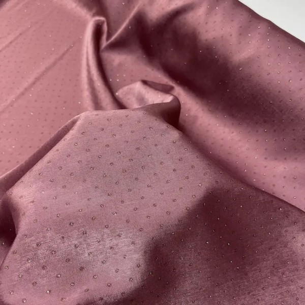 Tissu polyester petit pois dorée rose brillant Tissu polyester petit pois dorée rose brillant