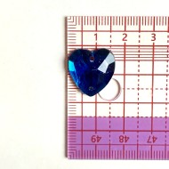 Pierre strass à coudre cœur 2 trous bleu fond or 16mm