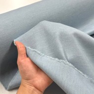 Tissu viscose laine vierge bleu ciel aspect denim - Haute couture Tissu viscose laine vierge bleu ciel aspect denim - Haute couture