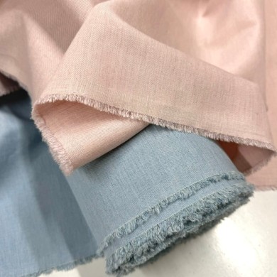 Tissu viscose laine vierge rose pâle aspect denim - Haute couture Tissu viscose laine vierge rose pâle aspect denim - Haute couture