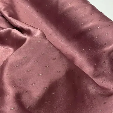 Tissu polyester petite goutte dorée rose brillant