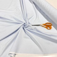 Tissu coton oxford chambray à petites rayures bleu clair et blanches - Haute couture