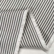 Tissu coton oxford chambray à petites rayures anthracite et blanches - Haute couture