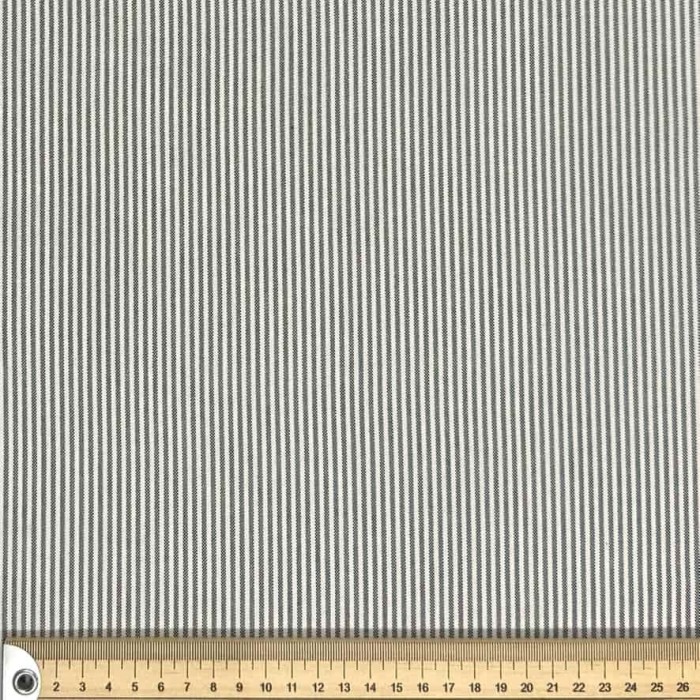 Tissu coton oxford chambray à petites rayures anthracite et blanches - Haute couture