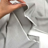 Tissu coton oxford chambray à petites rayures anthracite et blanches - Haute couture