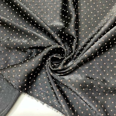 Tissu polyester petit pois dorée noir brillant Tissu polyester petit pois dorée noir brillant