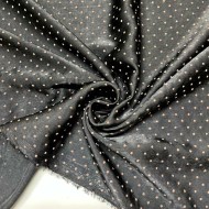 Tissu polyester petit pois dorée noir brillant