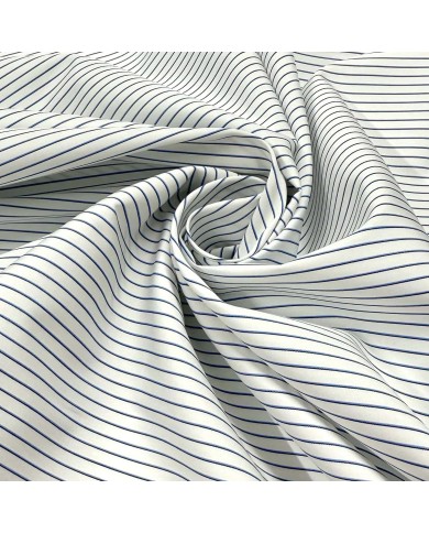 Tissu coton popeline blanc à rayures violet foncé - Haute couture