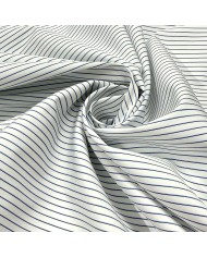 Tissu coton popeline blanc à rayures violet foncé - Haute couture