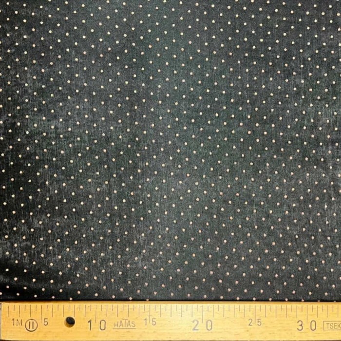 Tissu polyester petit pois dorée noir brillant