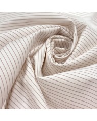 Tissu coton popeline blanc à rayures abricot - Haute couture