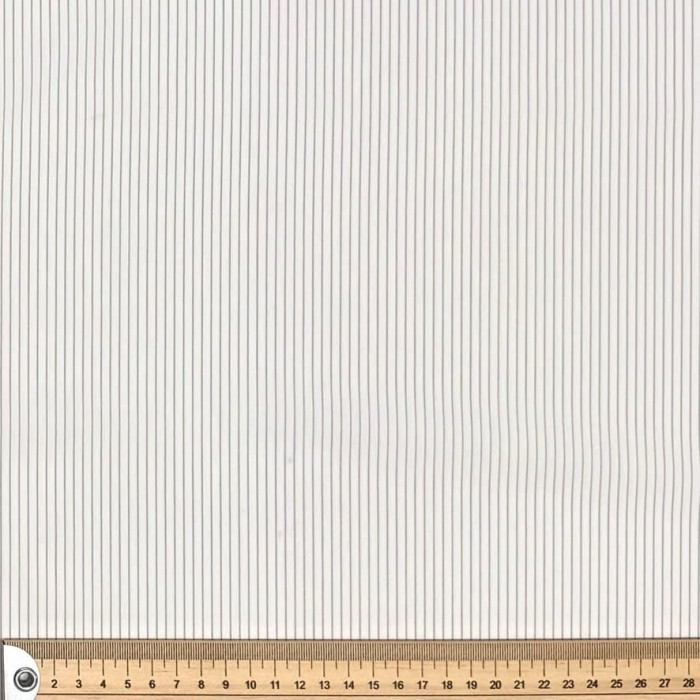 Tissu coton popeline blanc à rayures abricot - Haute couture