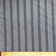 Tissu jeans coton à rayures texturées bleu marine et gris chiné avec lurex Tissu jeans coton à rayures texturées bleu marine et gris chiné avec lurex