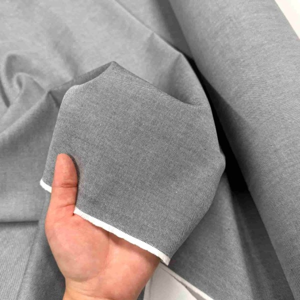 Tissu coton oxford chambray gris uni - Haute couture Tissu coton oxford chambray gris uni - Haute couture