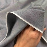 Tissu coton oxford chambray gris uni - Haute couture