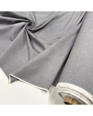 Tissu coton oxford chambray gris uni - Haute couture