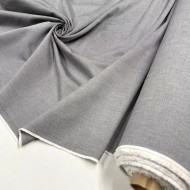 Tissu coton oxford chambray gris uni - Haute couture