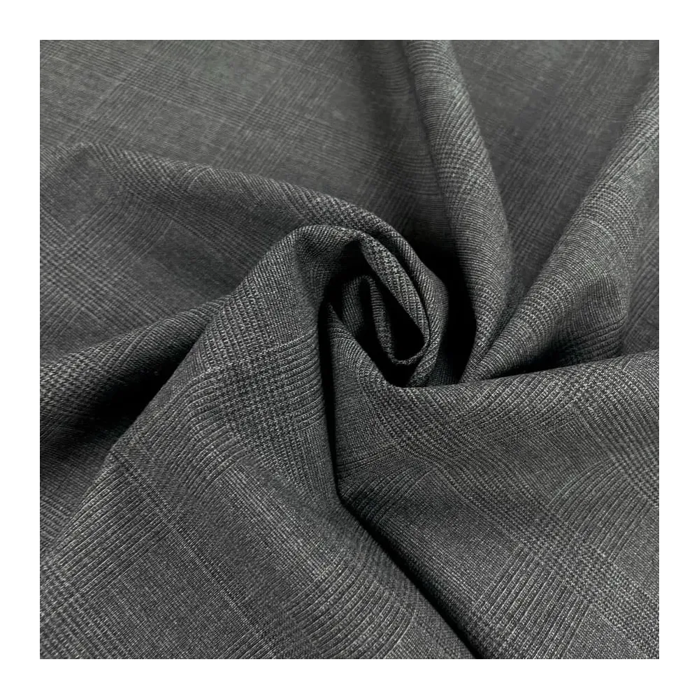 Tissu lainage élasthanne carreaux gris