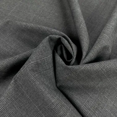 Tissu lainage élasthanne carreaux gris